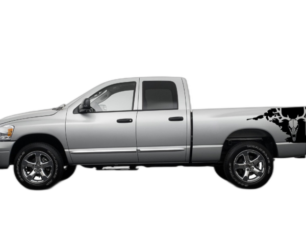 Deer skull side bed decals graphics compatible with Dodge Ram 2002-2008