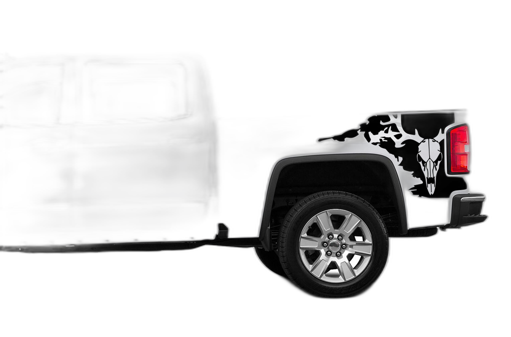 Deer skull side bed decals graphics compatible with GMC Sierra 2014-2018