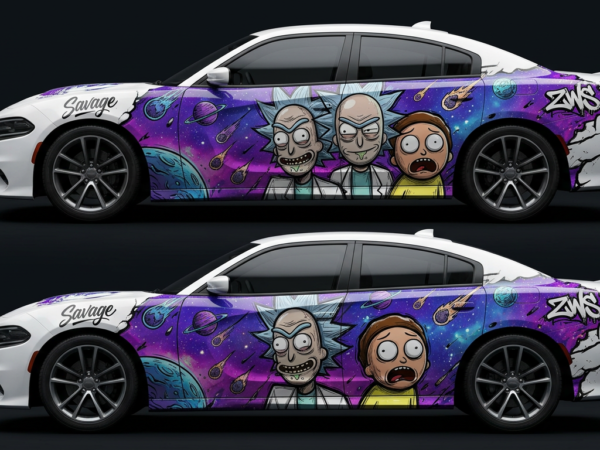 🌌👽 Distorted Rick & Morty Car Wrap