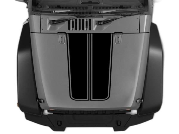 Double line hood decals graphics compatible with Jeep Wrangler JK