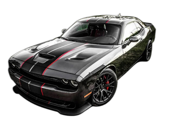 Dual rally racing stripes decals graphics compatible with Dodge Challenger Hellcat 2015-2018
