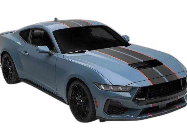 Dual rally racing stripes decals graphics compatible with Ford Mustang