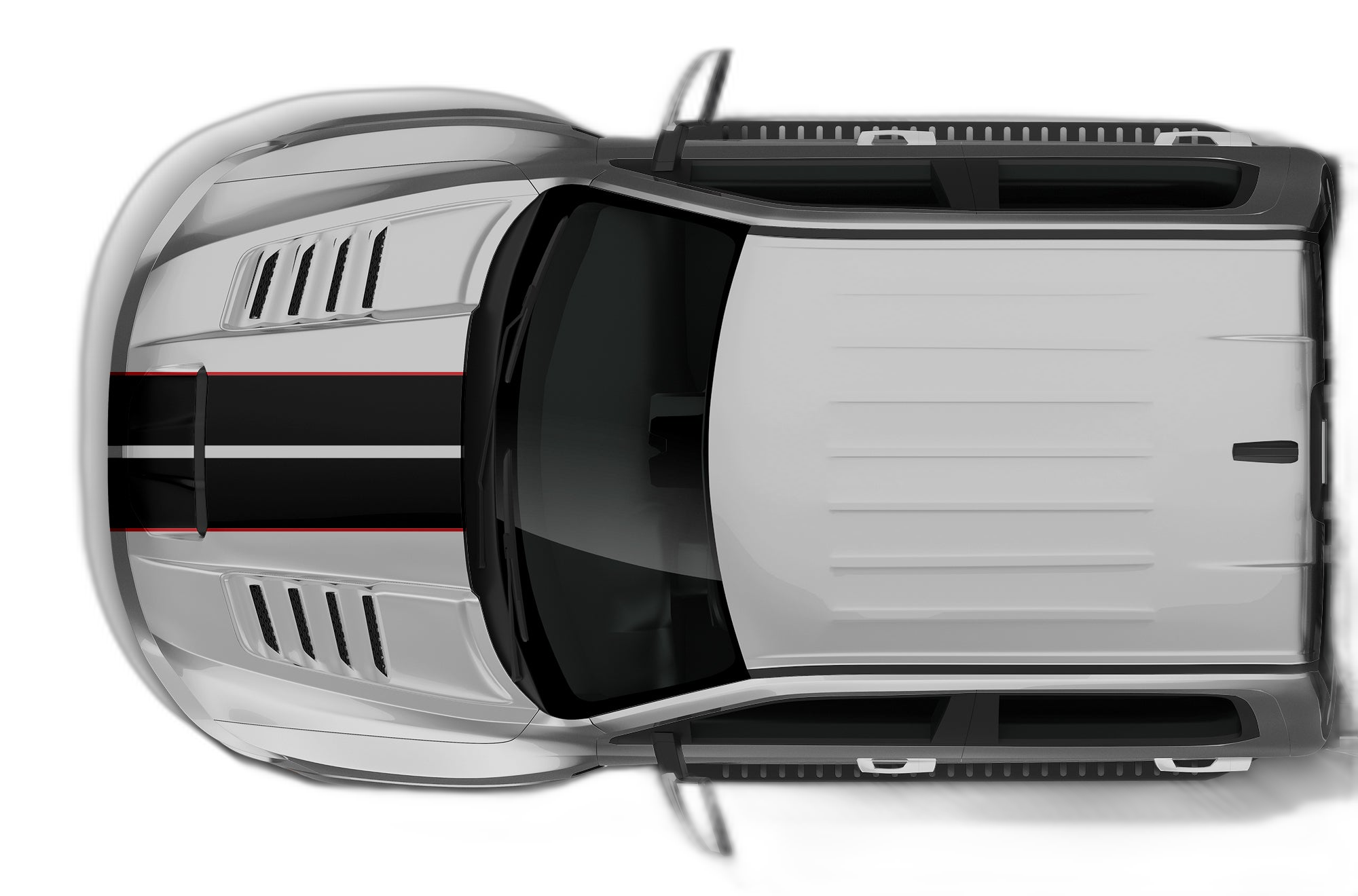 Dual rally racing stripes with pinstriping decals graphics compatible with Dodge Ram TRX