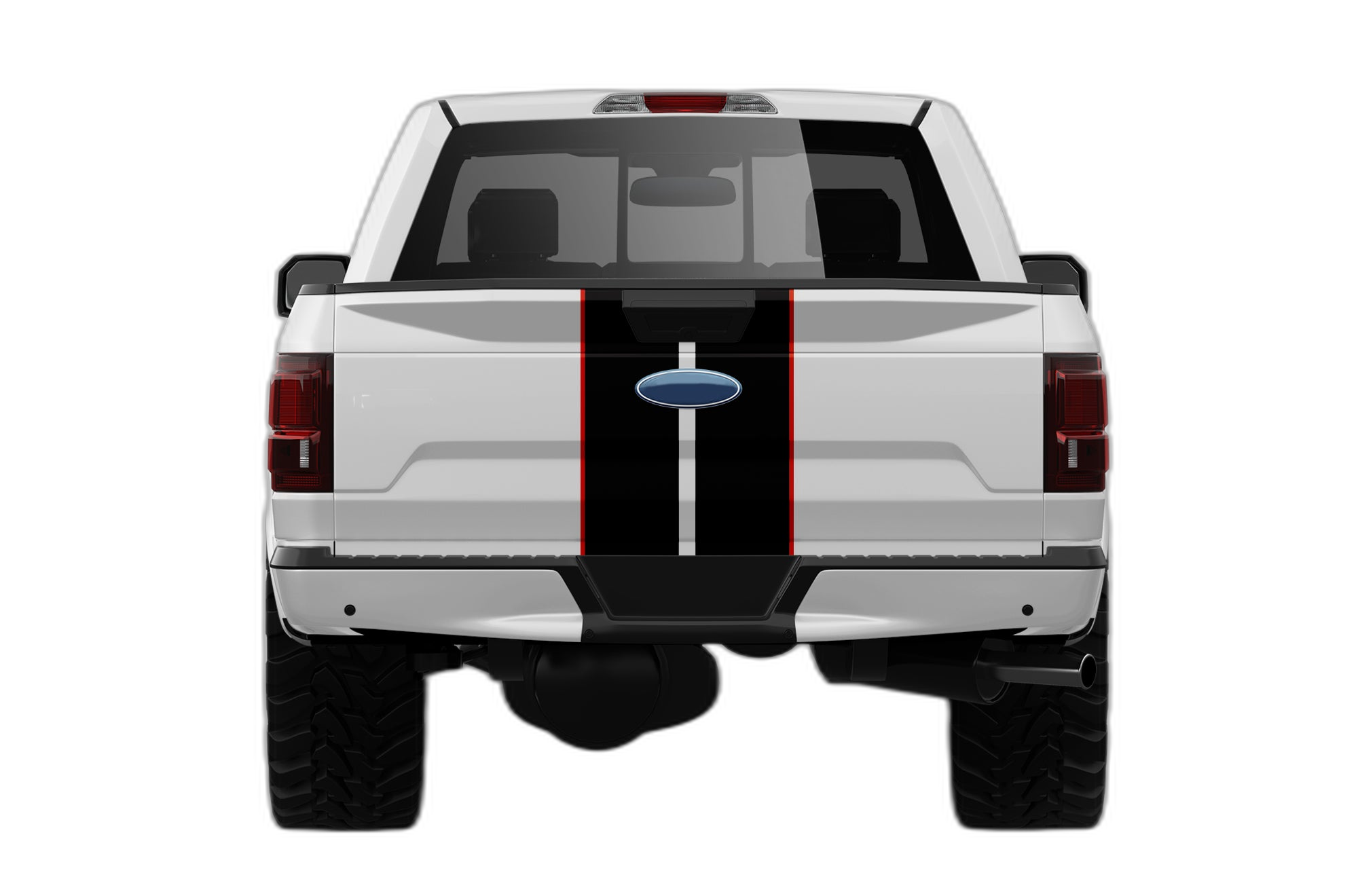Dual Rally Racing Stripes with Pinstriping Decals Graphics for Ford F150 2015-2020 - Image 6