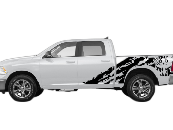 Eagle flag shredded decals graphics compatible with Dodge Ram 2009-2018