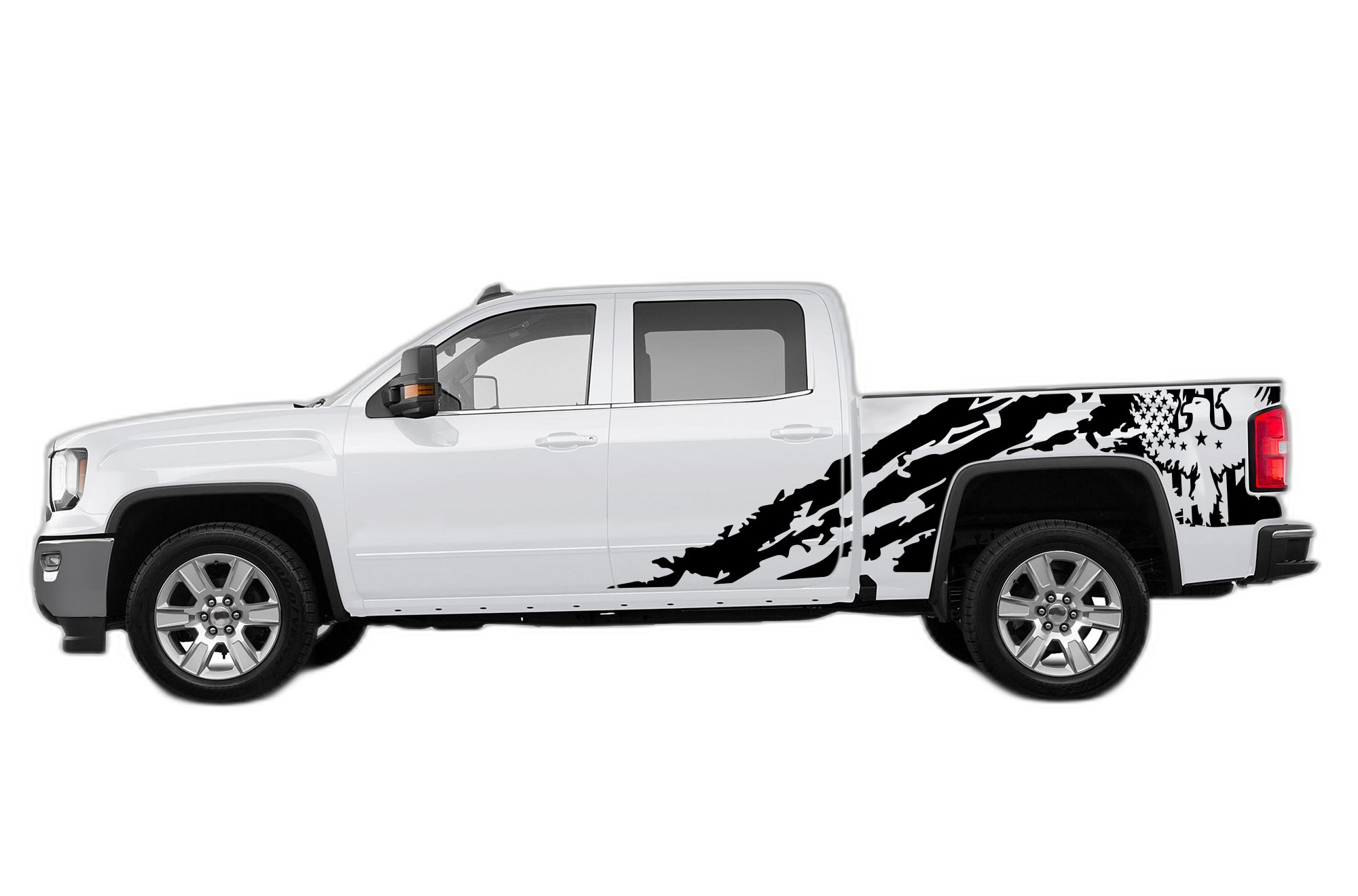 Eagle flag shredded decals graphics compatible with GMC Sierra 2014-2018