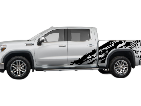 Eagle Flag Shredded Decals Graphics for GMC Sierra
