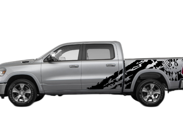 Eagle Flag Shredded Side Decals Graphics for Dodge Ram