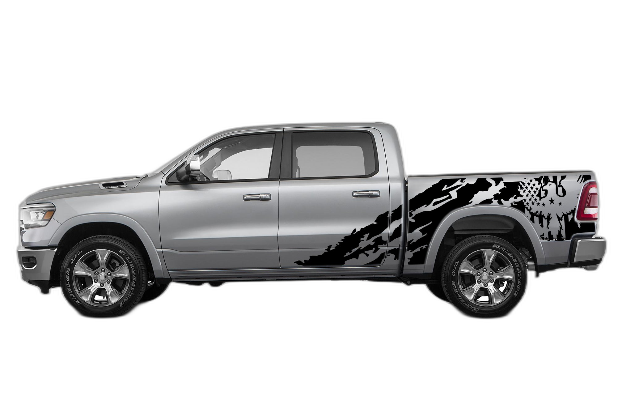 Eagle Flag Shredded Side Decals Graphics for Dodge Ram