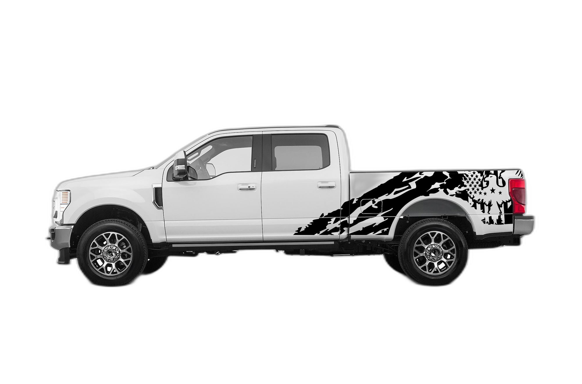 Eagle Flag Shredded Side Decals Graphics for Ford F250 2017-2022