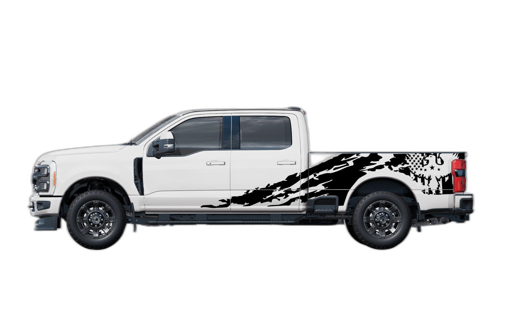 Eagle Flag Shredded Side Decals Graphics for Ford F250