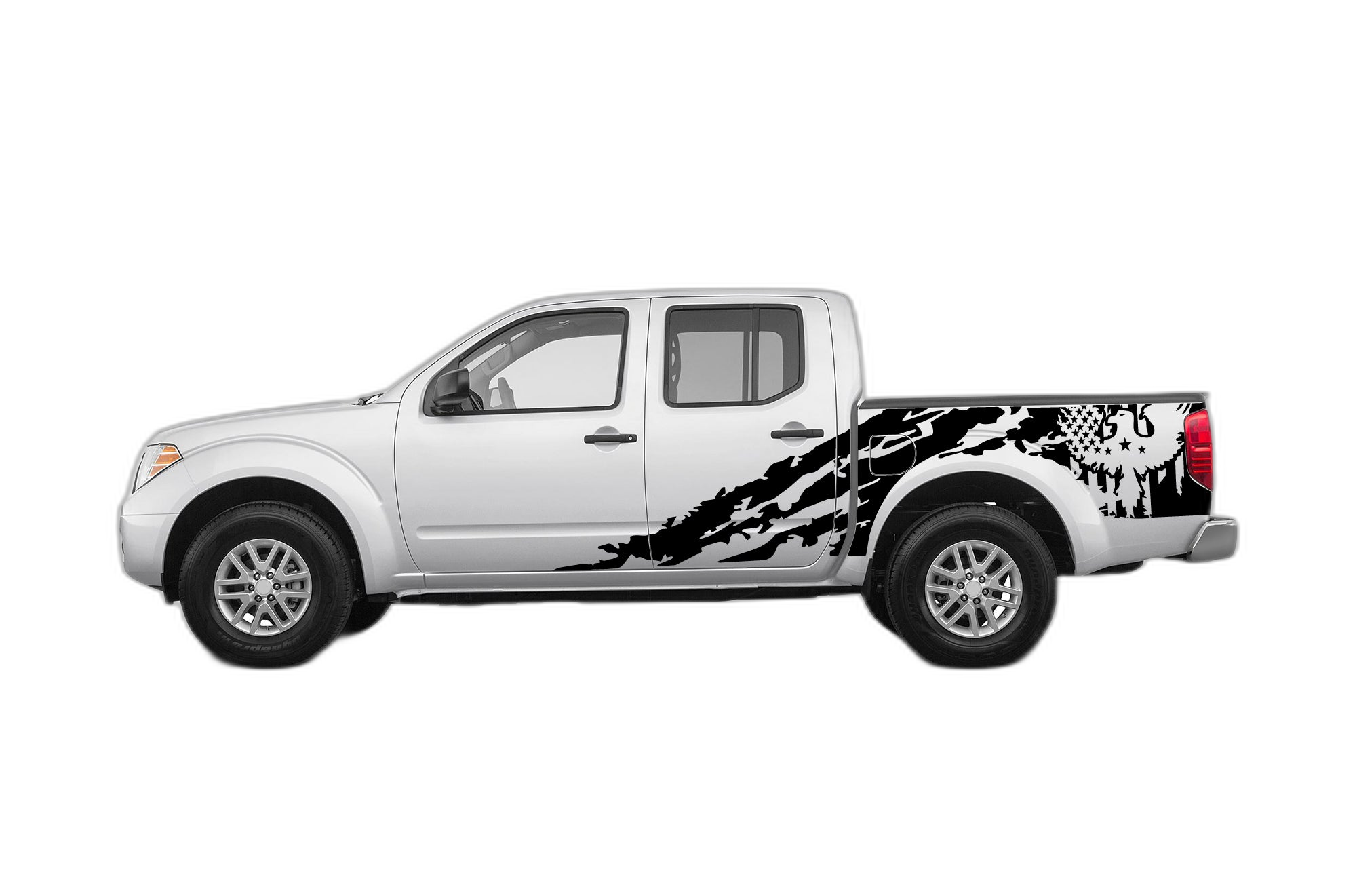 Eagle flag shredded side decals graphics compatible with Nissan Frontier 2005-2021