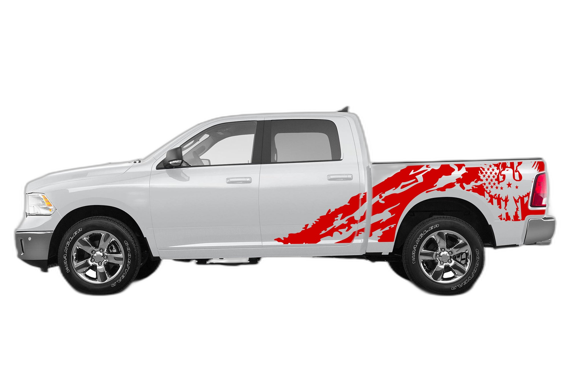 Eagle Flag Shredded Decals Graphics for Dodge Ram 2009-2018 - Image 2
