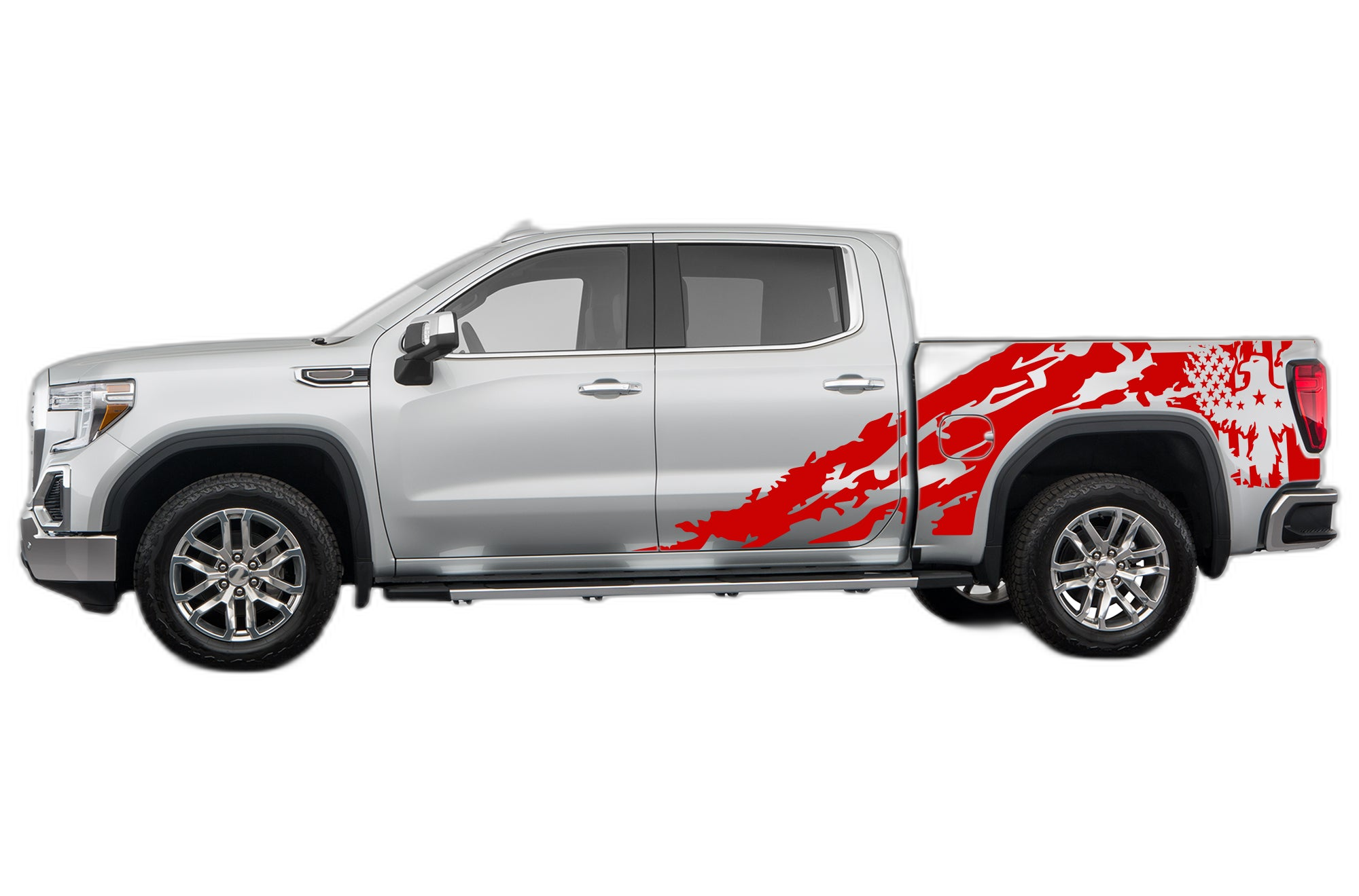 Eagle flag shredded decals graphics compatible with GMC Sierra - Image 2
