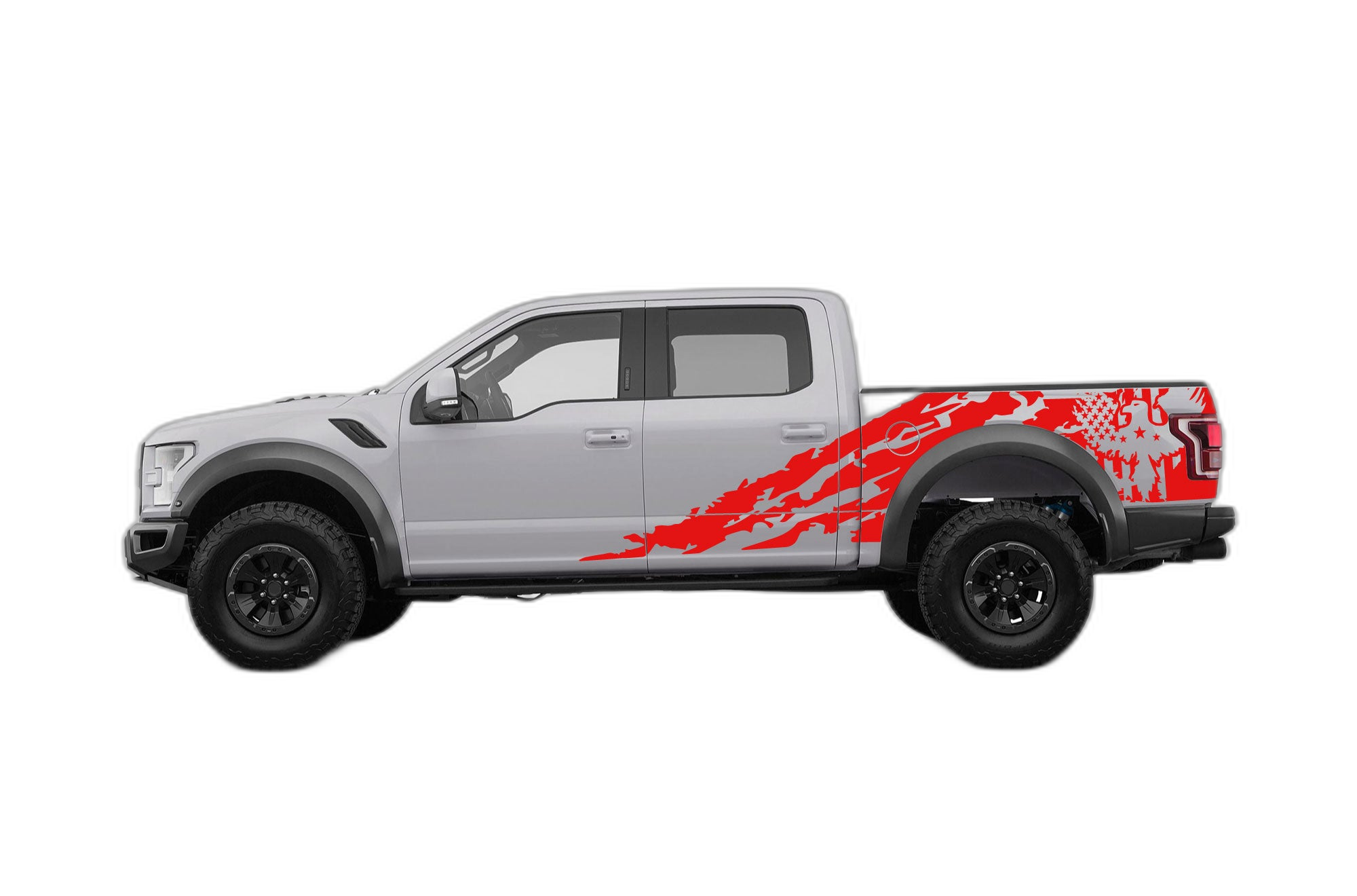 Eagle Flag Shredded Side Decals Graphics for Ford F150 Raptor 2017-2020 - Image 2