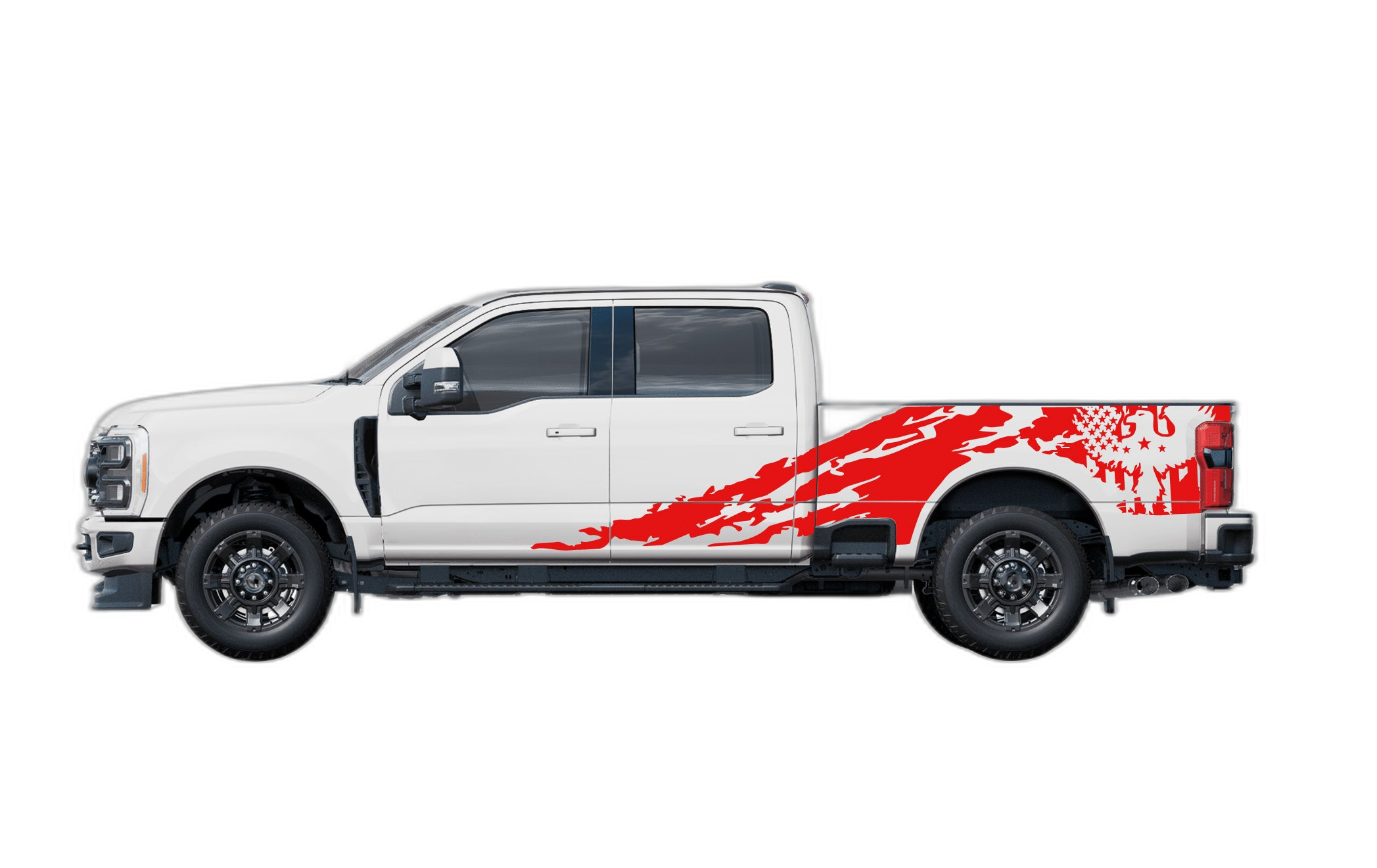 Eagle Flag Shredded Side Decals Graphics for Ford F250 - Image 2