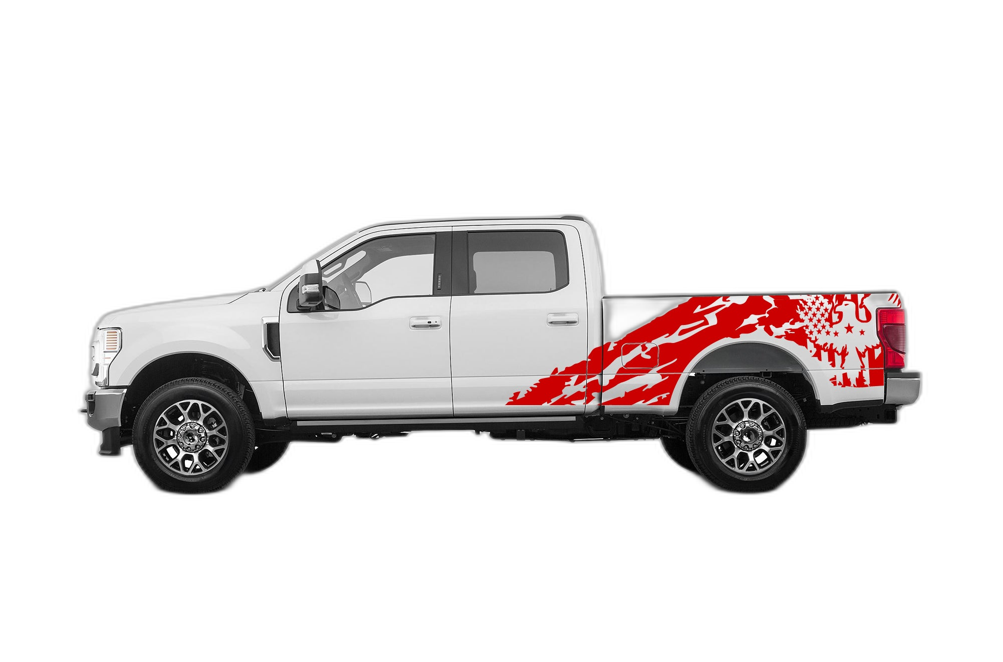 Eagle Flag Shredded Side Decals Graphics for Ford F250 2017-2022 - Image 2