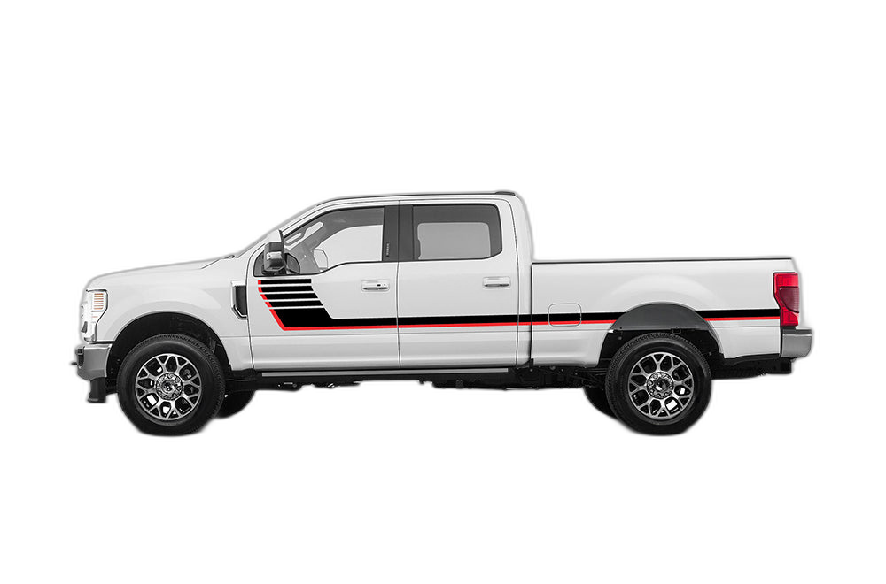 Retro-style Double Hash Stripes Graphics, for Ford F250 2017-2022 - Image 2