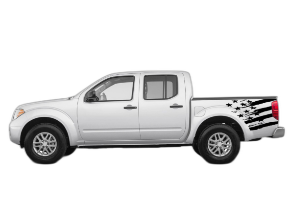 Flag bed side decals graphics compatible with Nissan Frontier 2005-2021