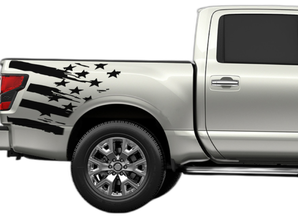 Flag bed side decals graphics compatible with Nissan Titan 2017-2025