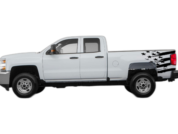 Flag side bed decals graphics compatible with Chevrolet Silverado 2500HD 2015-2019
