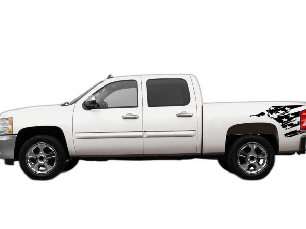 Flag side bed decals graphics compatible with Chevrolet Silverado 2007-2013