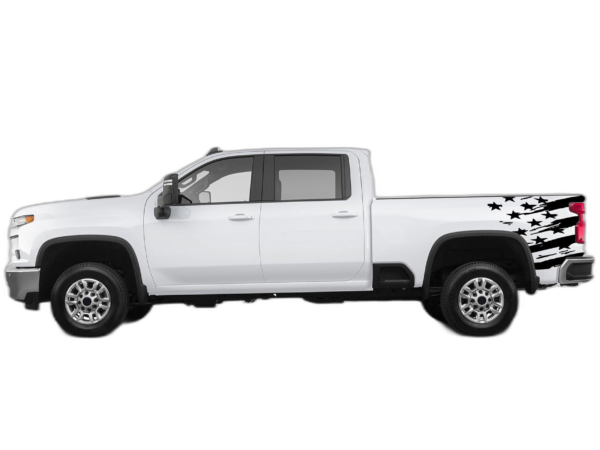Flag side bed decals graphics compatible with Chevrolet Silverado 2500HD