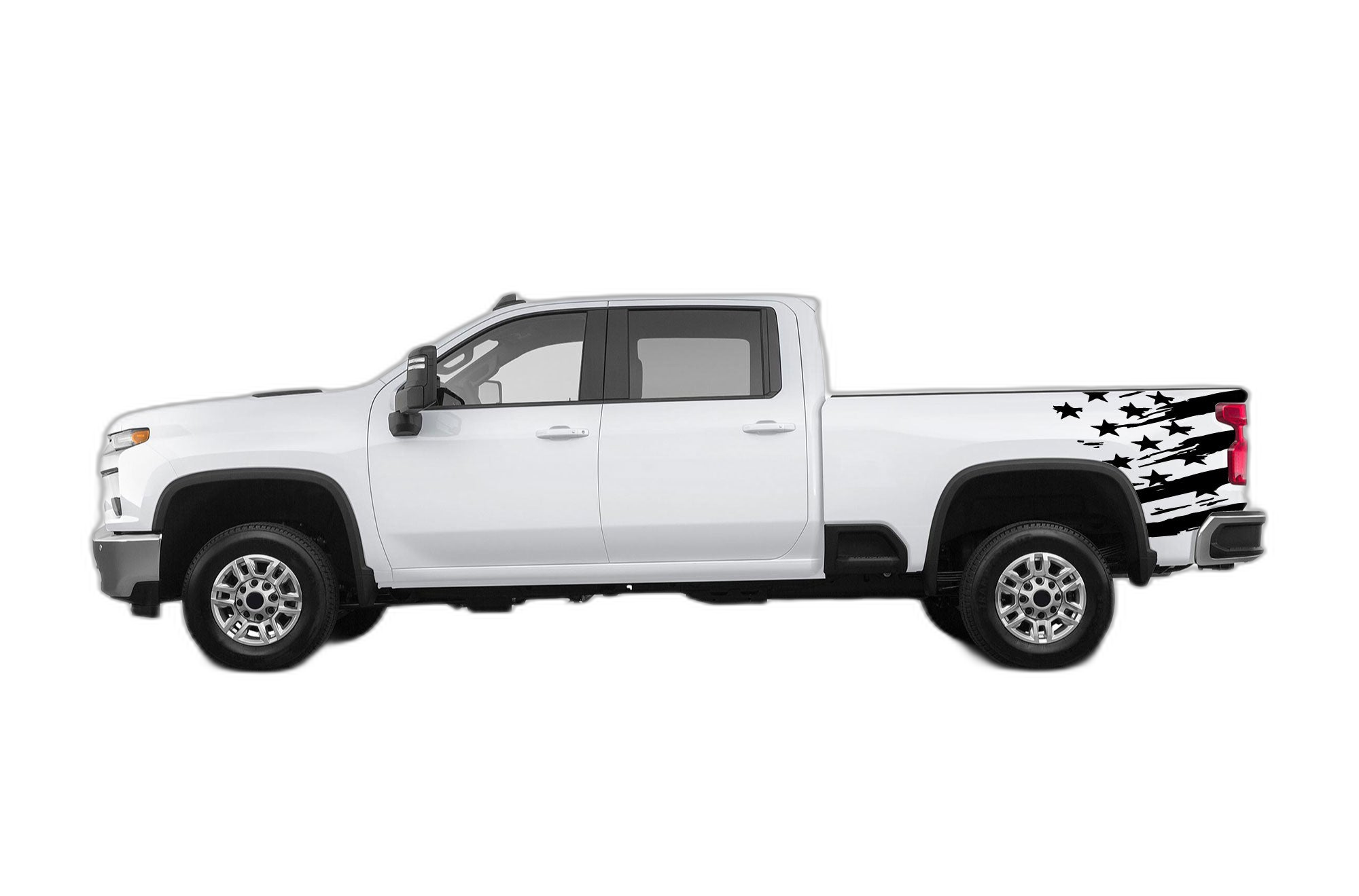 Flag side bed decals graphics compatible with Chevrolet Silverado 2500HD
