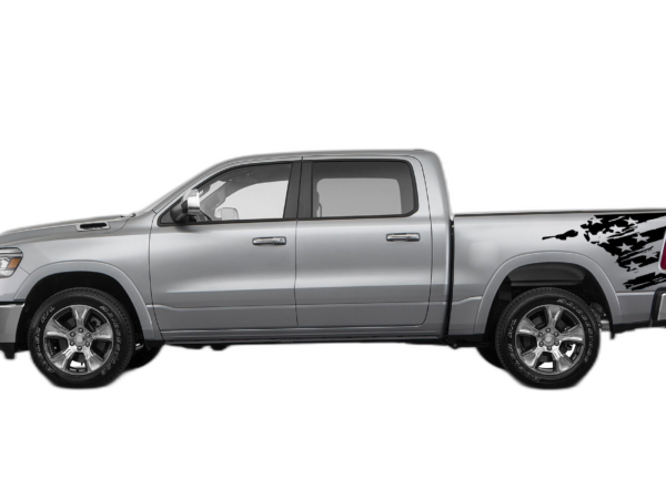 Flag side bed decals graphics compatible with Dodge Ram