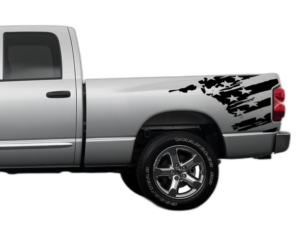 Flag side bed decals graphics compatible with Dodge Ram 2002-2008