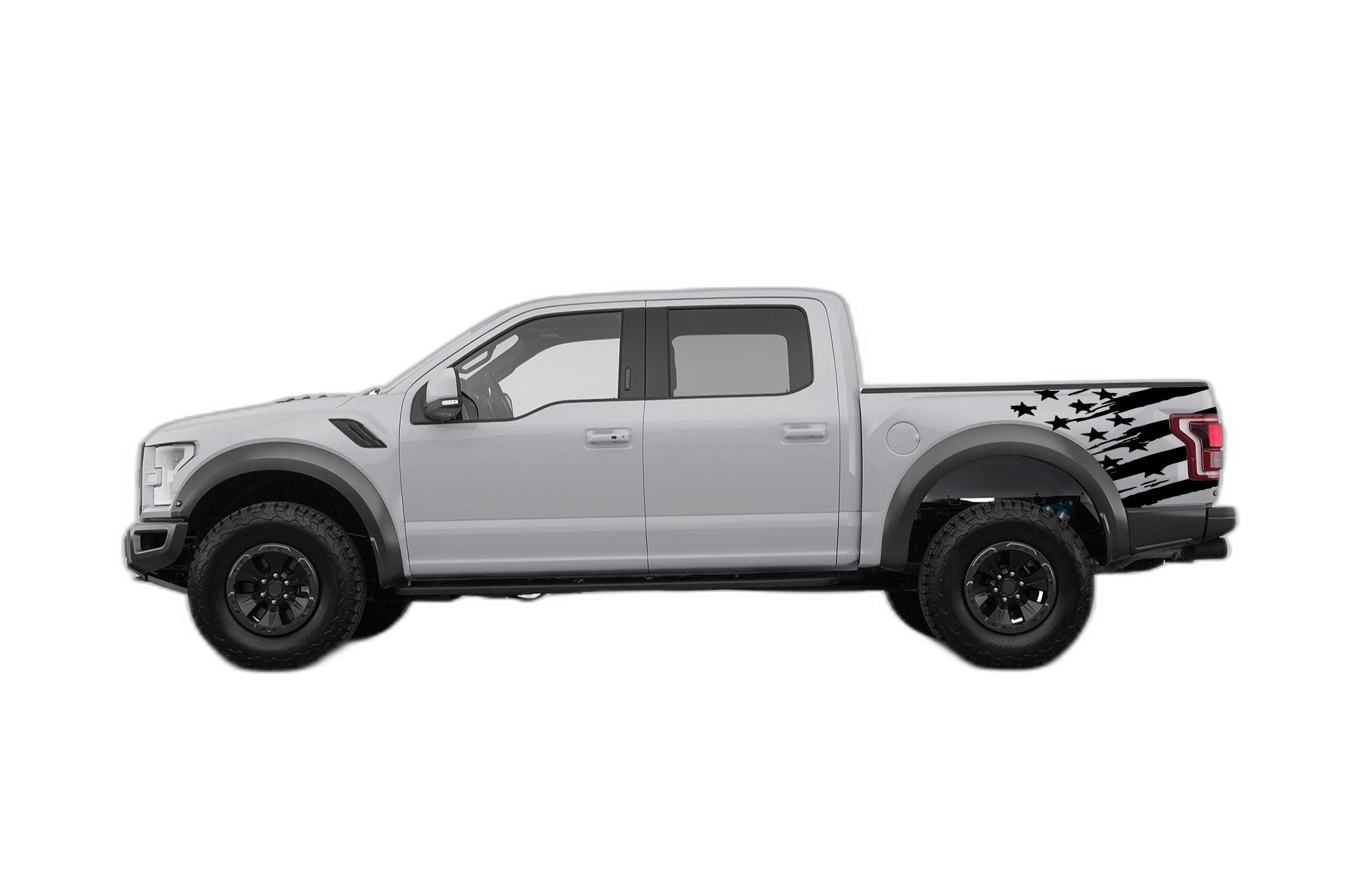 Flag side bed decals graphics compatible with Ford F150 Raptor 2017-2020