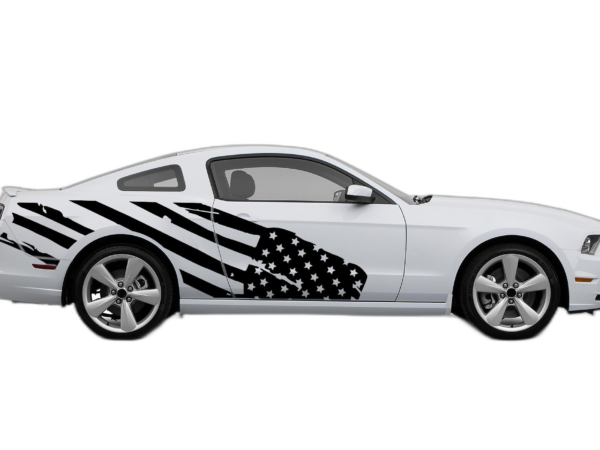 Flag USA side graphics, stickers decals compatible with Ford Mustang 2010-2014
