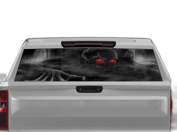 Ghost Skull Perforated Rear Window Decal Graphics for Chevrolet Silverado