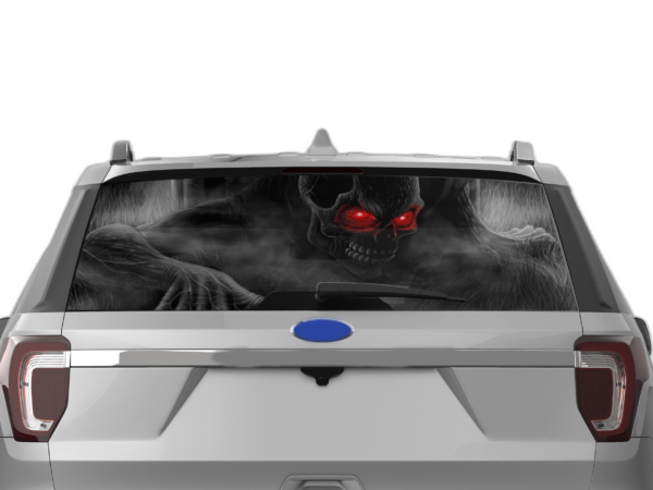 Ghost skull perforated rear window decal graphics compatible with Ford Explorer 2011-2019