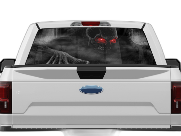 Ghost Skull Perforated Rear Window Decal Graphics for Ford F150 2015-2020