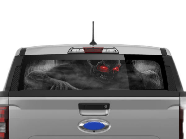 Ghost skull perforated rear window decal graphics compatible with Ford Maverick