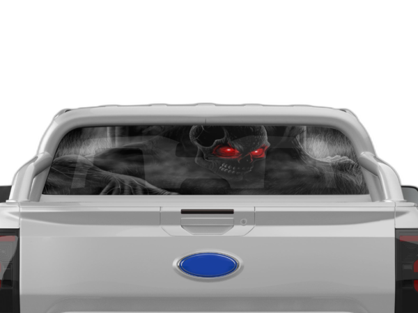 Ghost skull perforated rear window decal graphics compatible with Ford Ranger 2019-2023