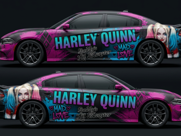 💜💖 Harley Quinn "Daddy's Lil' Monster" Car Wrap