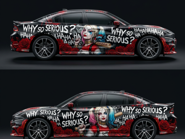 🌹🃏 Harley Quinn "Why So Serious?" Car Wrap