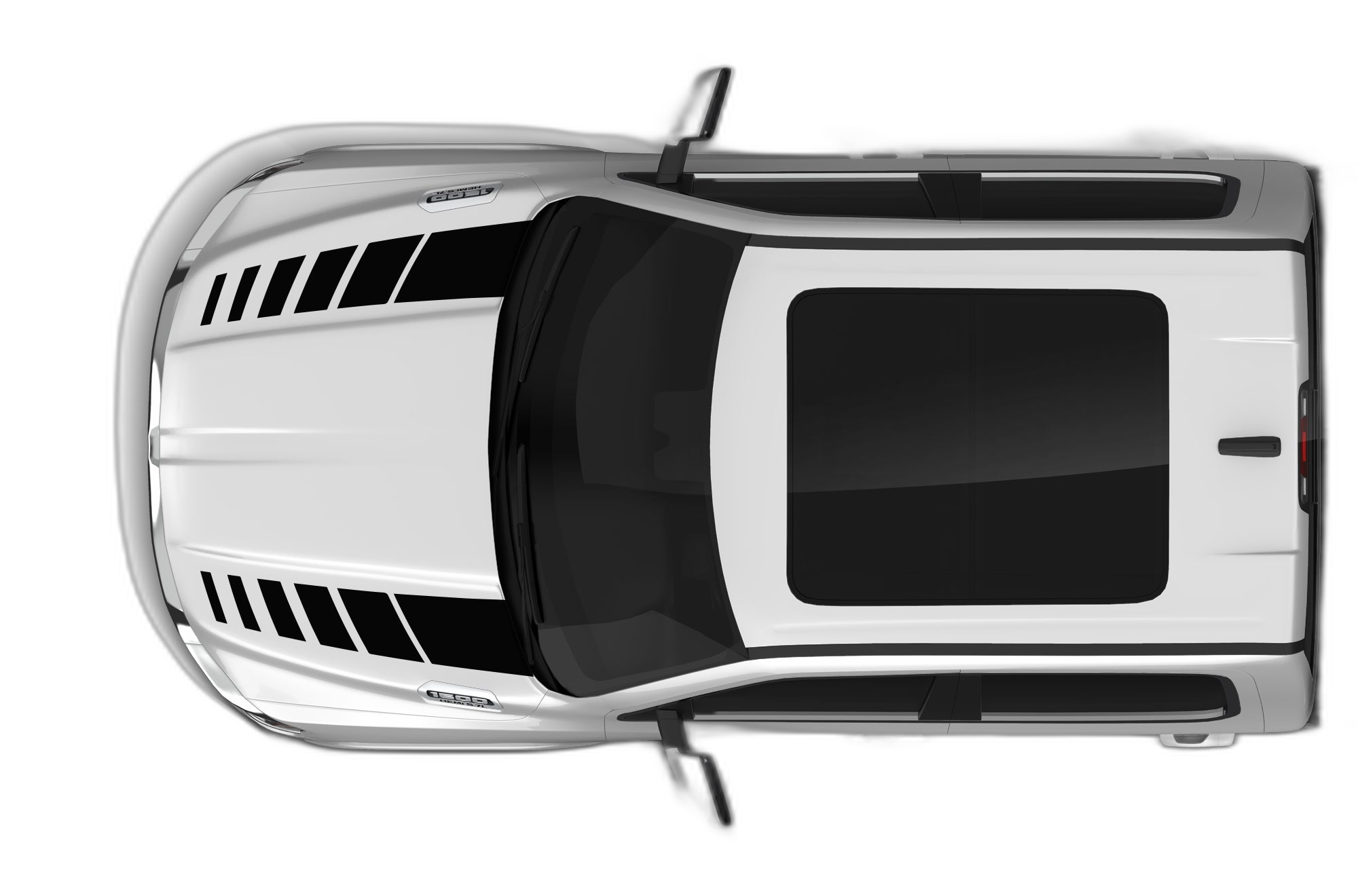 Hash stripes hood decals graphics compatible with Dodge Ram