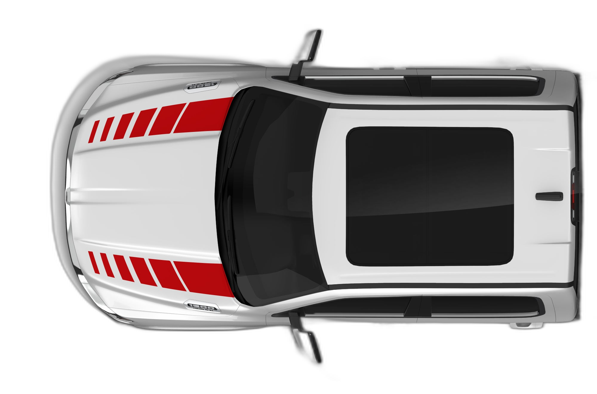 Hash Stripes Hood Decals Graphics for Dodge Ram - Image 2