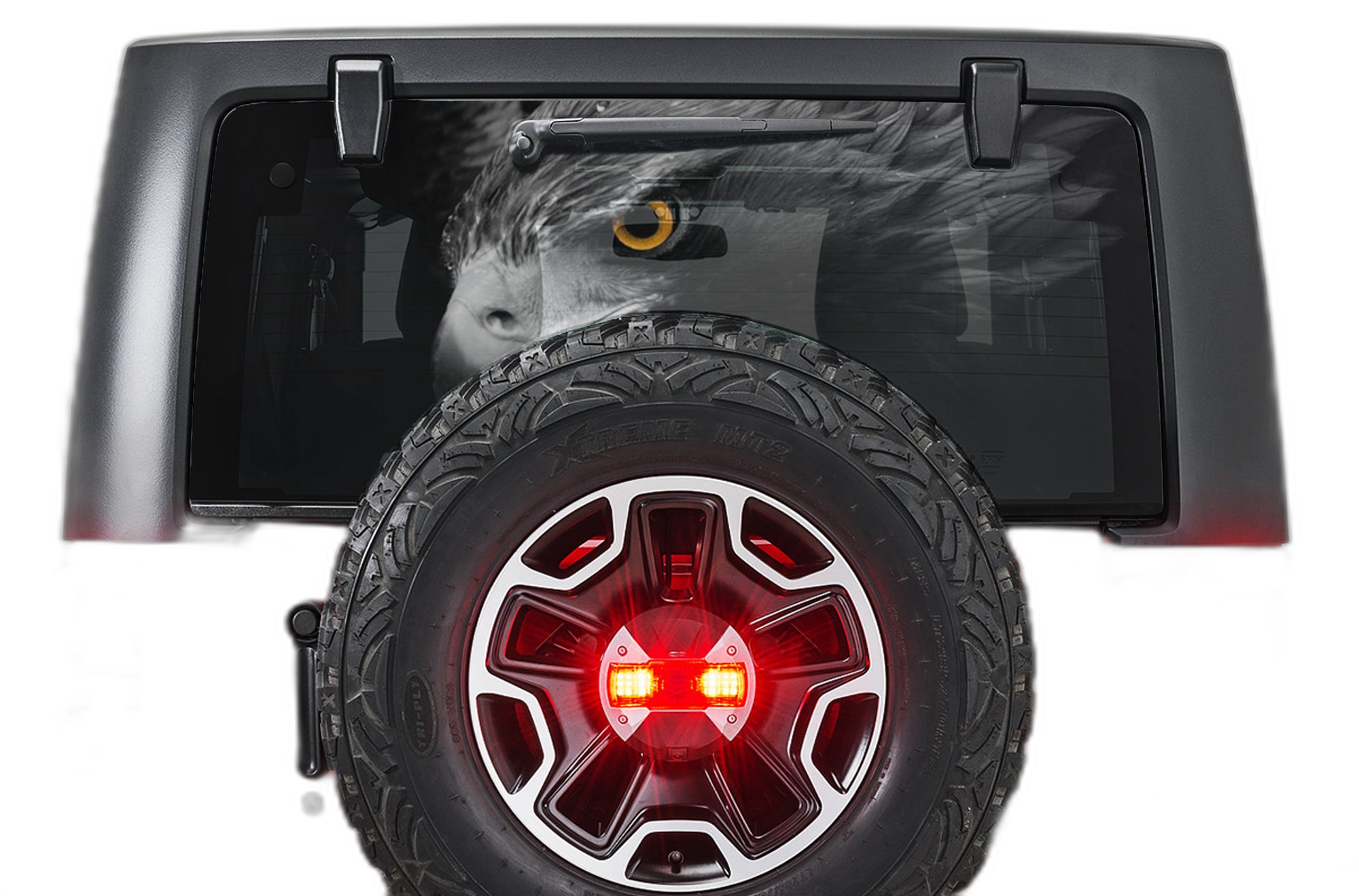 Hawk Perforated Rear Window Decal Graphics for Jeep Wrangler JL