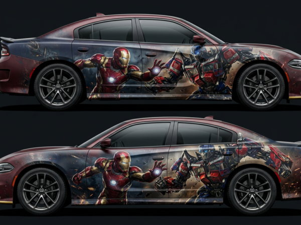 💥🤖 Iron Man & Optimus Prime Car Wrap - Crossover