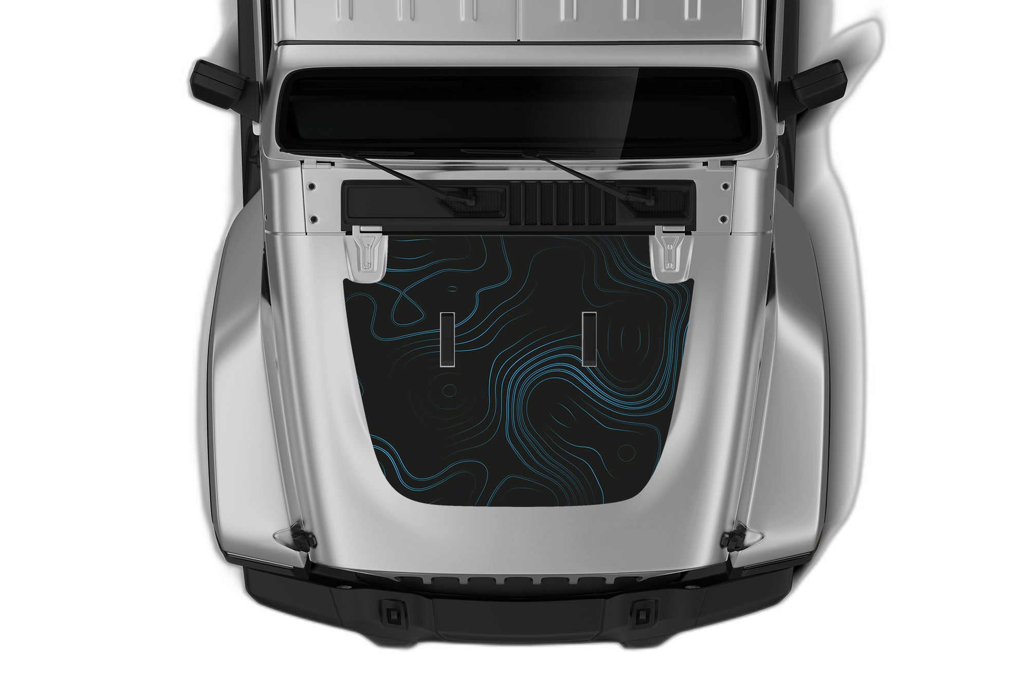 Light Blue Topography Print Hood Graphics for Wrangler JL