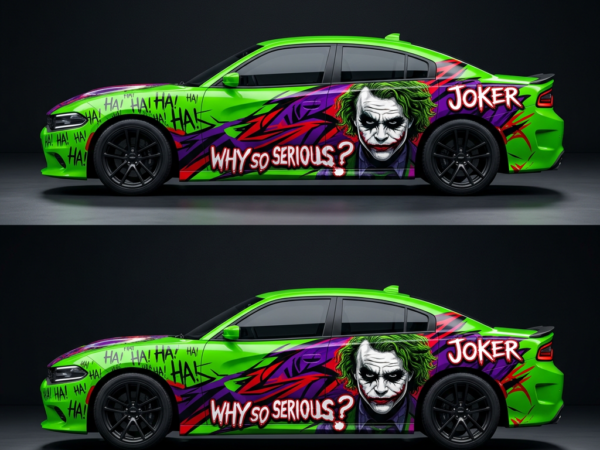 💚😈 Joker Neon Madness "Why So Serious?" Car Wrap