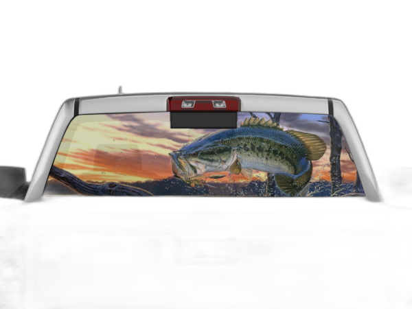Largemouth Bass Perforated Rear Window Decal Graphics for Chevrolet Silverado 2014-2018