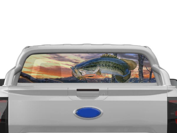 Largemouth Bass Perforated Rear Window Decal Graphics for Ford Ranger 2019-2023