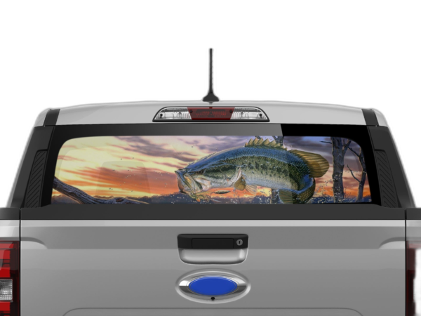 Largemouth bass perforated rear window decal graphics compatible with Ford Maverick