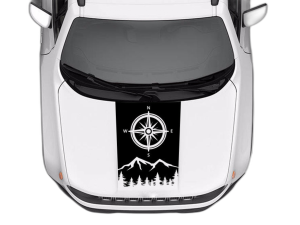 Mountain compass hood decals graphics compatible with Jeep Renegade