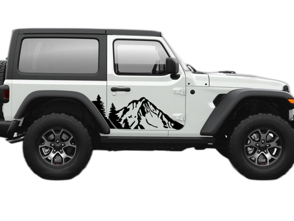 Mountain forest door graphics decals compatible with Jeep Wrangler JL 2 doors